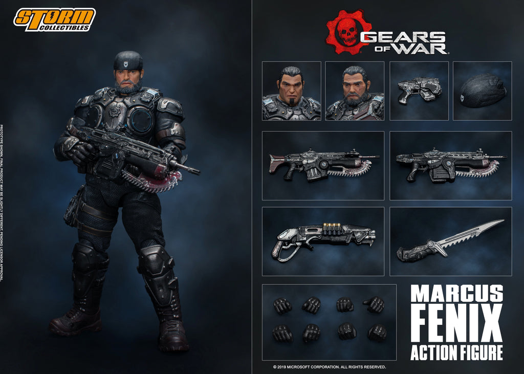 Gears Of War Action Figure – Marcus Fenix Con Fucile Lancer E Pistola Snub – Statuetta Da Collezione 14 Punti Di Articolazione